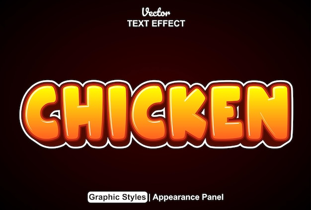 Vector kip teksteffect met bewerkbare oranje kleur grafische stijl