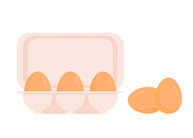 Vector kippeneieren in verpakking. verse bruine eieren in kartonnen doos, container. heel ei in eierschaal.