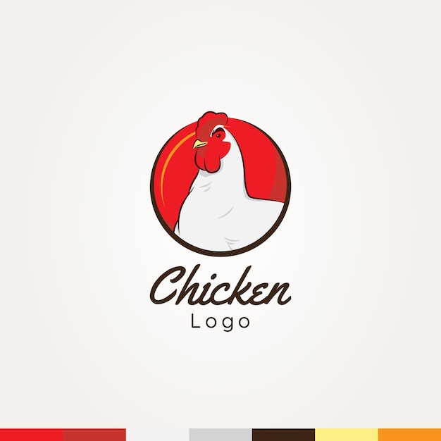 Vector kippenembleem in de vorm van een cirkel. logo voor een restaurant of ranch bedrijf.