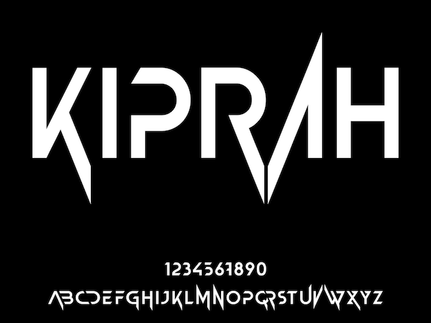 KIPRAH 大胆でモダンなレトロなステンシル サンセリフ体表示フォント ベクトル