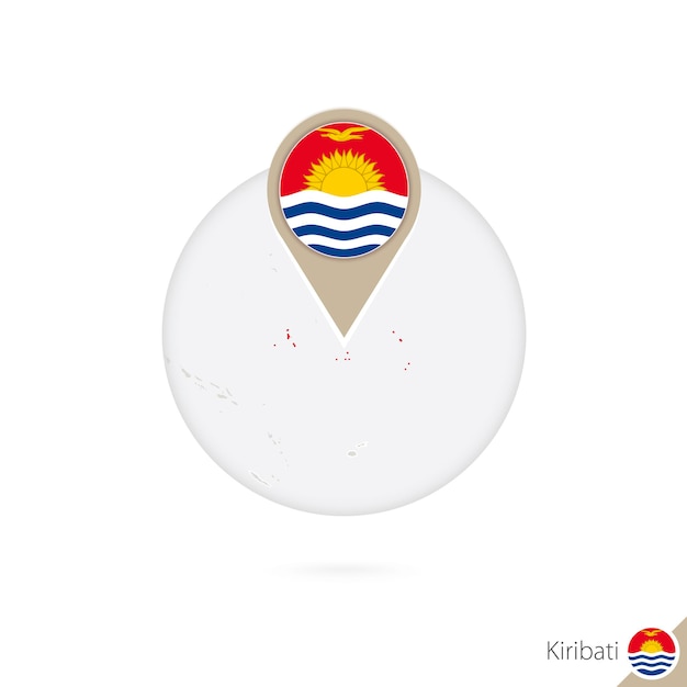 Vector kiribati map and flag in circle. map of kiribati, kiribati flag pin. map of kiribati in the style of the globe. vector illustration.