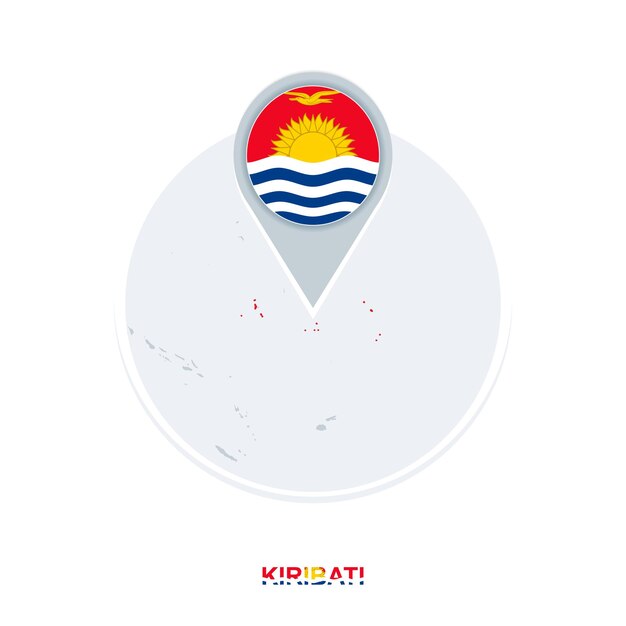 Kiribati map and flag vector map icon with highlighted kiribati