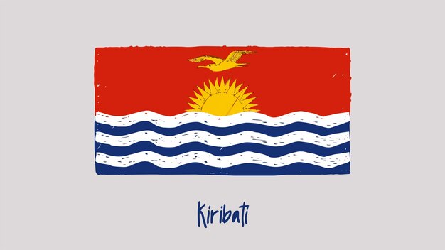 Kiribati Vlag Kleurpotlood of Marker Sketch Vector