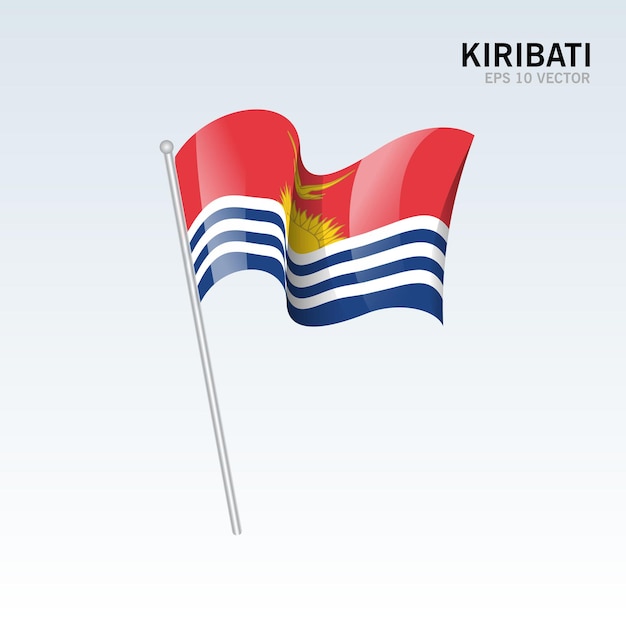 Kiribati waving flag isolated on gray