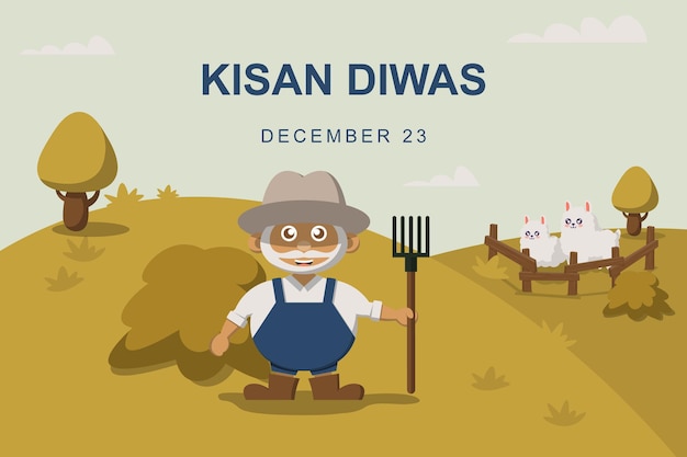 Kisan Diwas background Design with farmer