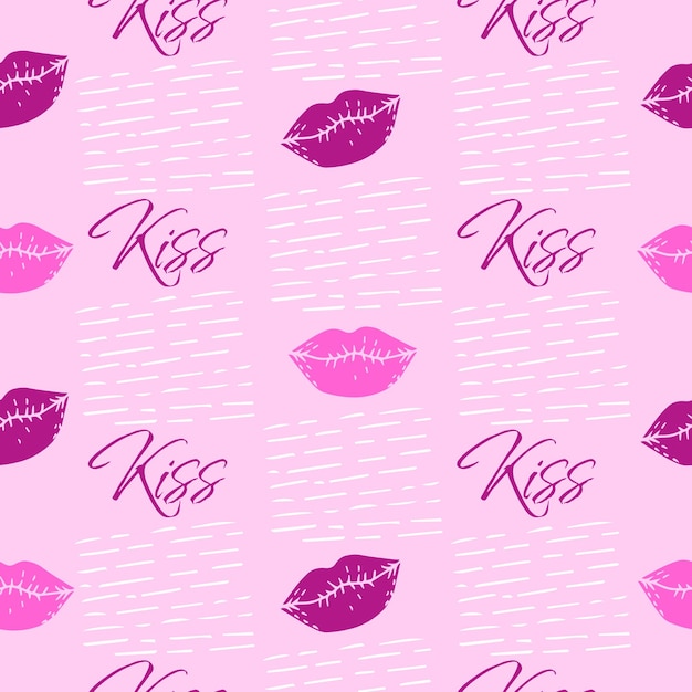 Premium Vector | Kiss day sketch seamless pattern different colors lips