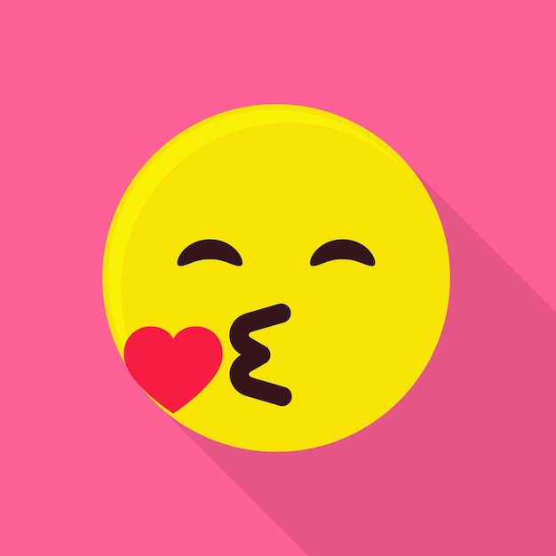 キスの絵文字アイコン Web のキスの絵文字ベクトル アイコンのフラットの図
