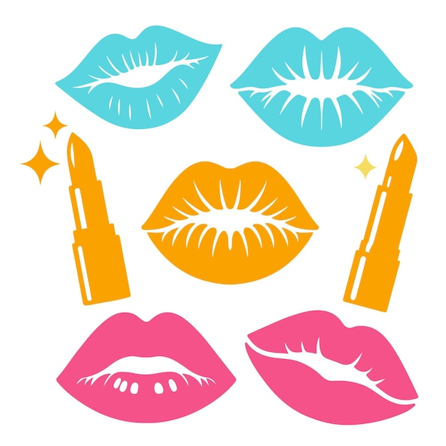 A kiss lipstick stain of red lips lipstick kiss kissing vector set