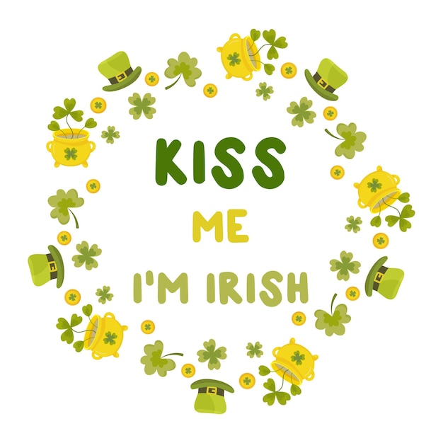 Kiss me Im Irish St Patricks Day Tshirt print badge sublimation postcard