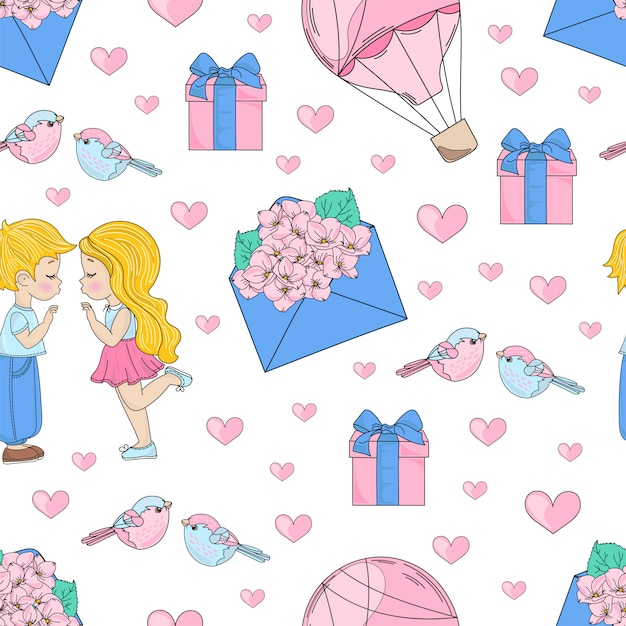 Kiss party seamless pattern di san valentino