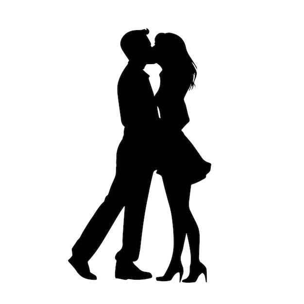 Kissing couple couple are kissing Couple loving people silhouettes