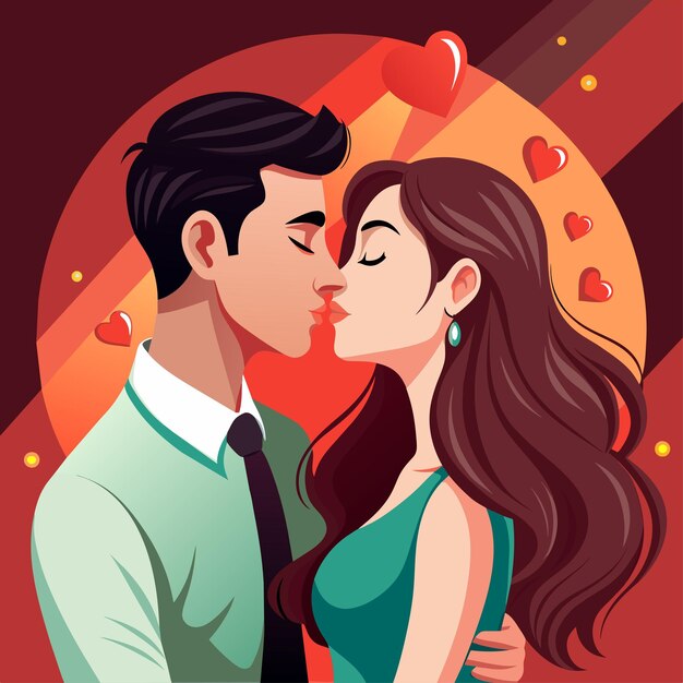 Kissing couple love illustration