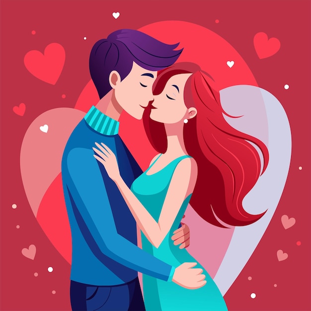 Kissing couple love illustration