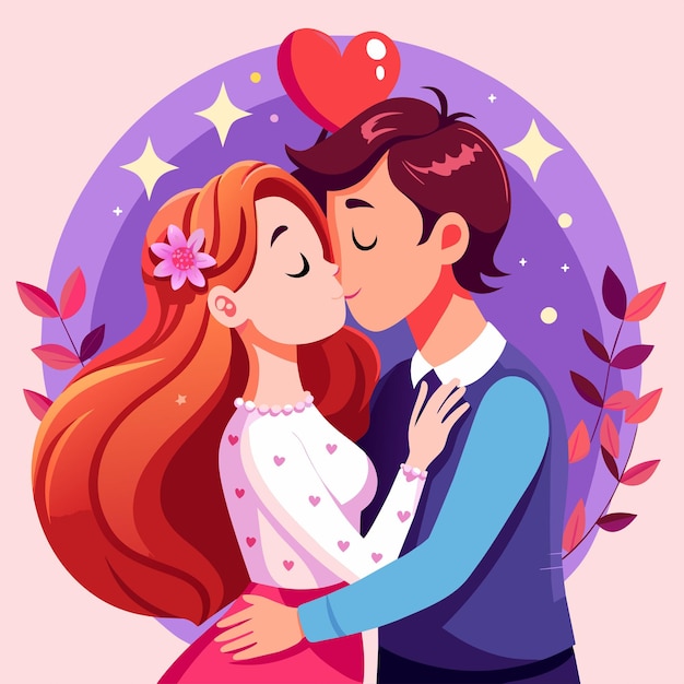 Kissing couple love illustration