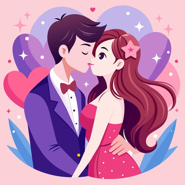 Kissing couple love illustration