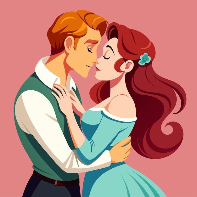 Vector kissing couple love illustration