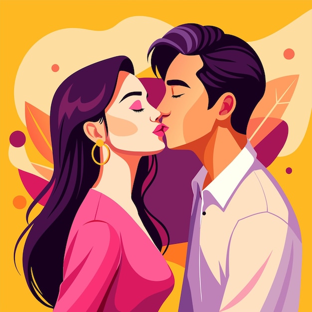 Kissing couple love illustration