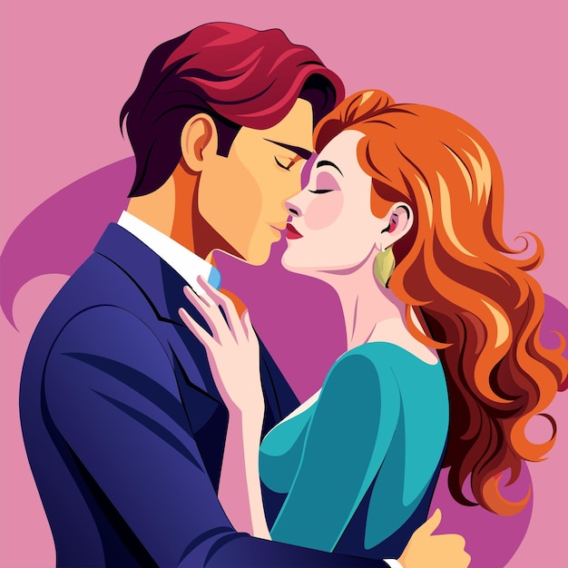 Kissing couple love illustration