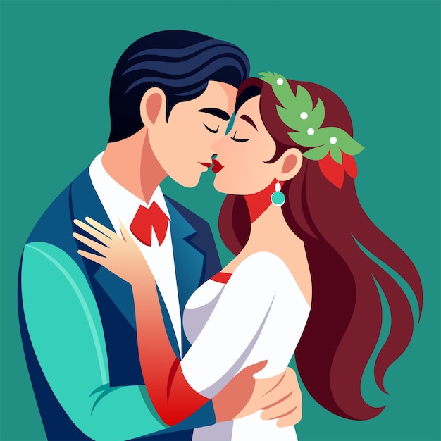 Kissing couple love illustration