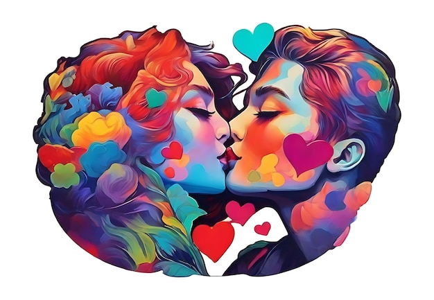 Vector kissing couple love