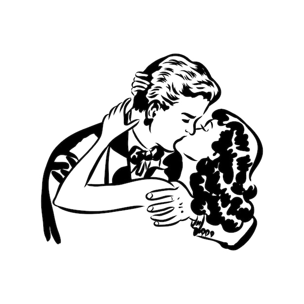 Kissing couple pop art retro vector illustration Comic book style imitation