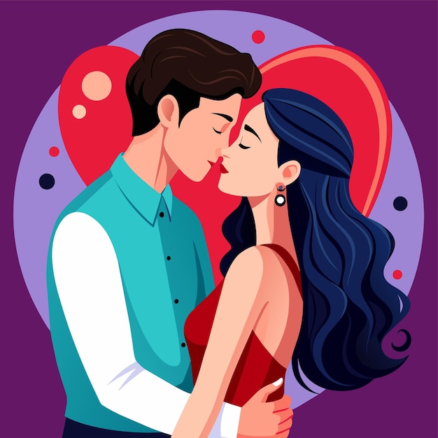 День поцелуя Иллюстрация любовной пары