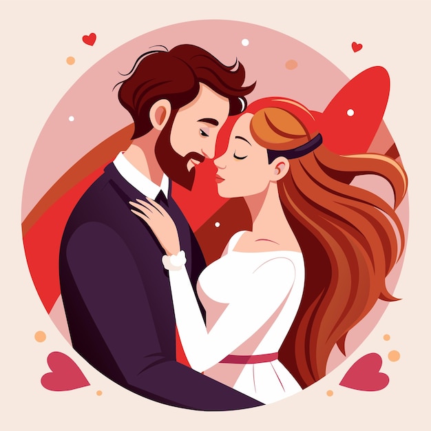 Vettore il giorno del bacio illustrazione di coppia d'amore