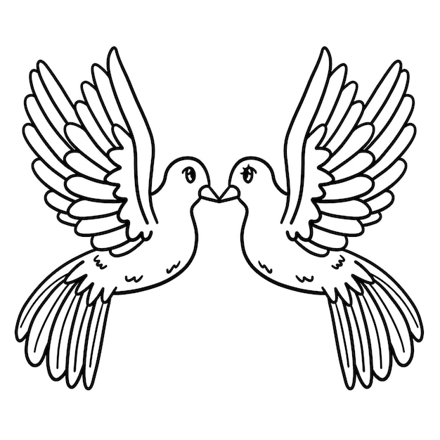 Kissing Dove Isolated Coloring Page for Kids