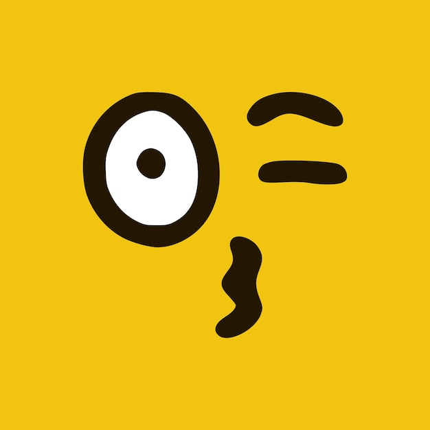 Baciare emoticon in stile doodle sfondo giallo illustrazione vettoriale