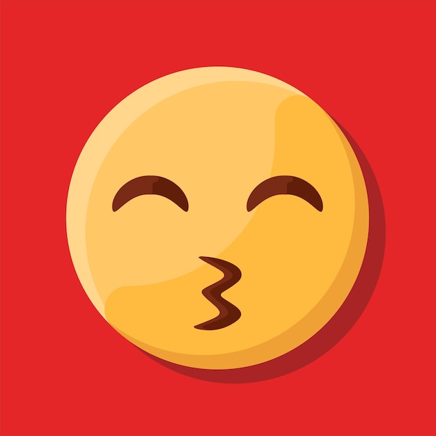 Kissing face with smiling eyes cute emojis face vectors