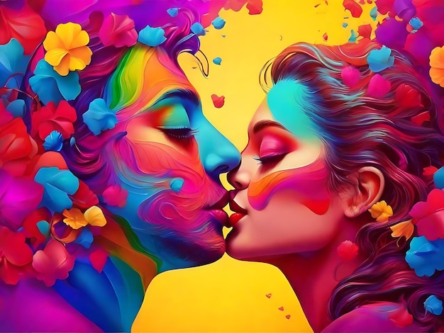 Kissing Holi color design