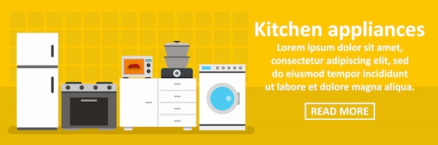 Kitchen appliances banner horizontal concept