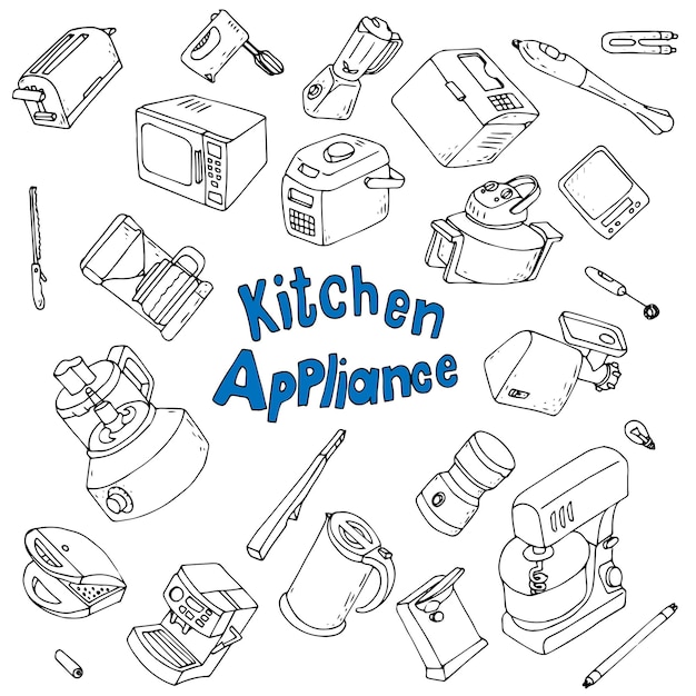 Kitchen appliances doodle