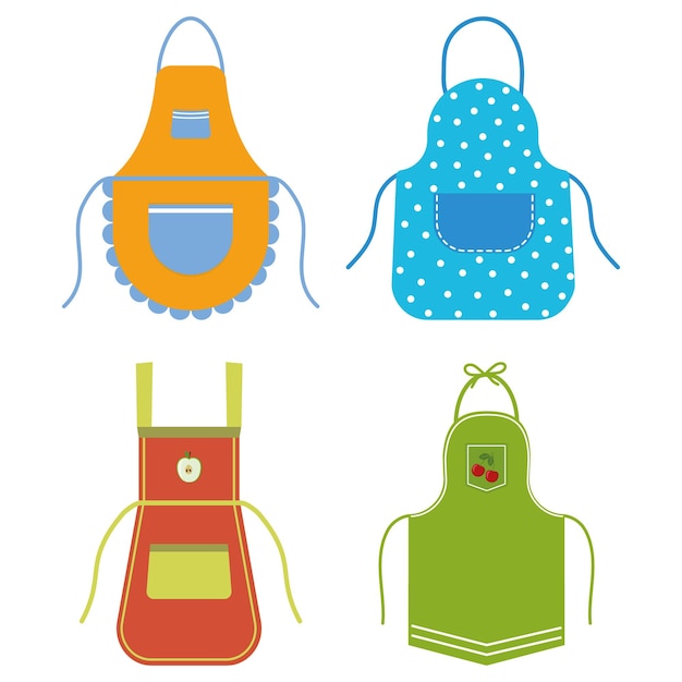 Vector kitchen apron, color vector illustration isolated on a white background