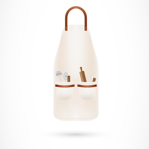 Vector kitchen apron with utensils