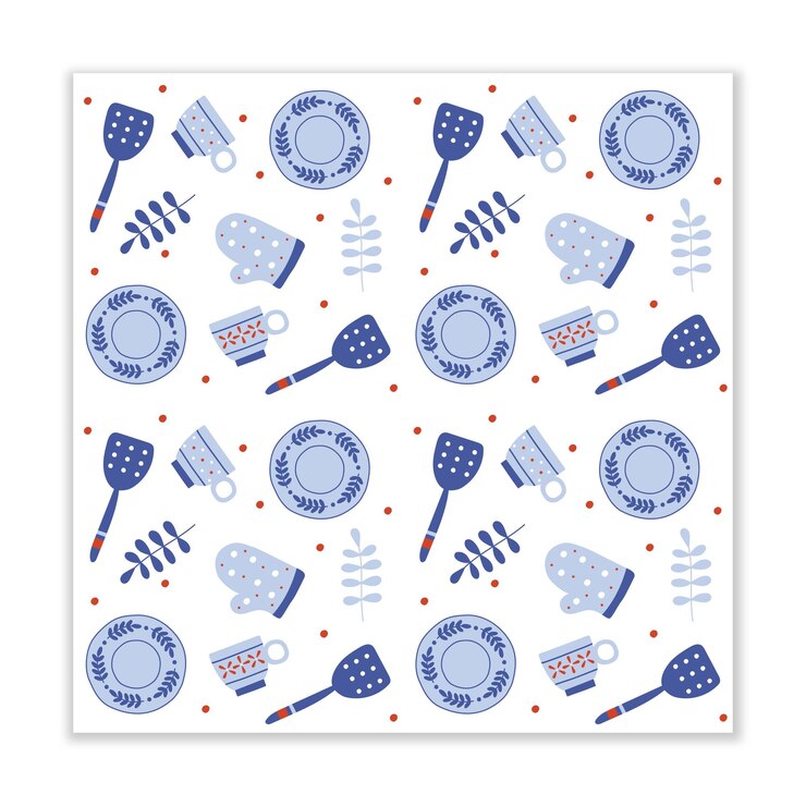 Vector kitchen assets blue seamless vector pattern