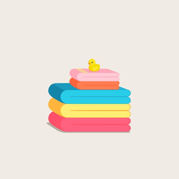 Kitchen beach and bath stacked towels isolated icon vector Textile bathroom objects colorful cotton or fluffy material Home items decor and comfort shower equipment