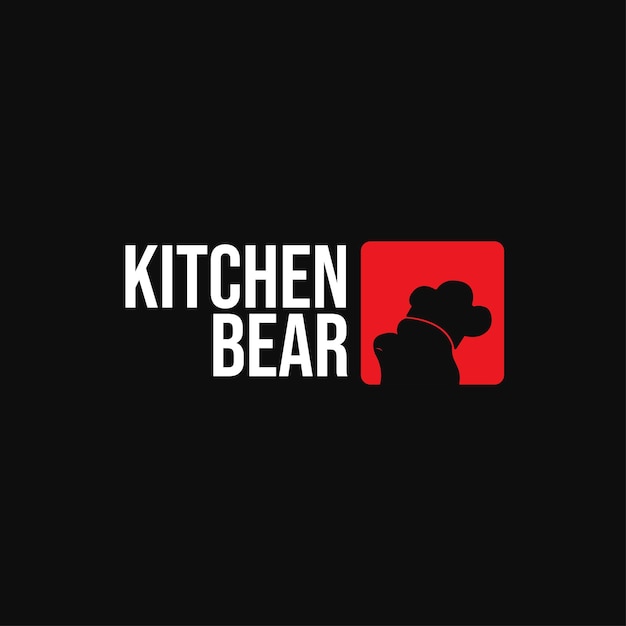 Kitchen bear logo design inspiration Silhouette bear chef logo template Vector Illustration