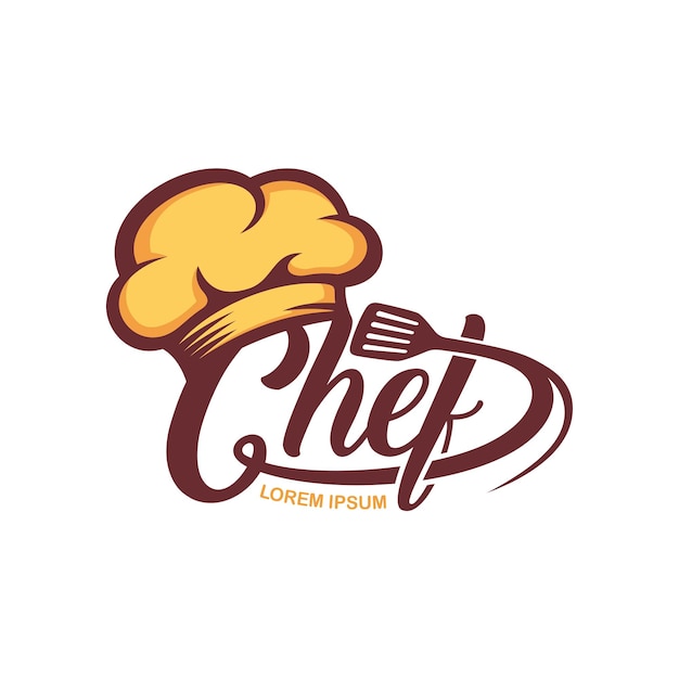 Modello di vettore di progettazione del logo dello chef di cucina
