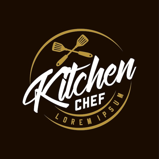 Modello di vettore di progettazione del logo dello chef di cucina