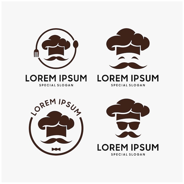 Коллекция логотипов усов кухонного шеф-повара
