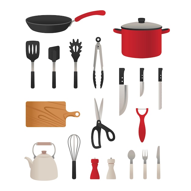 Vector kitchen cooking tools set illustration