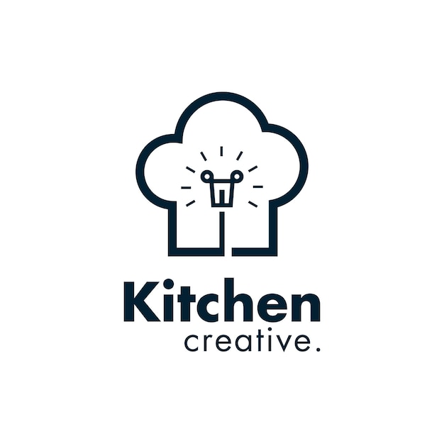 Vector kitchen creative combination lamp with a chef hat logo design vector illustration