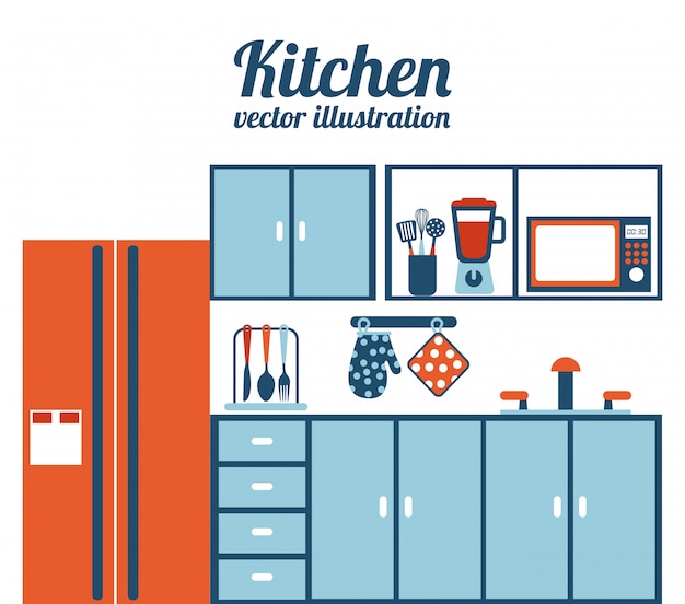 Vector kitchen design over white background vector illustration