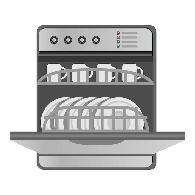 Vector kitchen dishwasher icon cartoon of kitchen dishwasher vector icon for web design isolated on white background