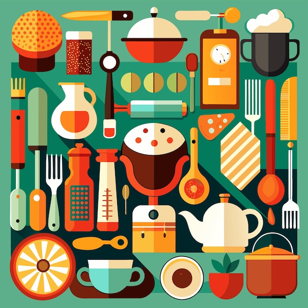 Vector kitchen elements pattern