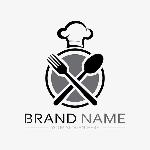 Vector kitchen en chef logo voedsel icon resto en cafe design vector