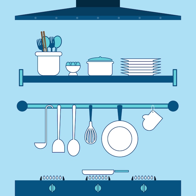Vector kitchen equipment concept.