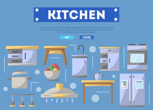 Kitchen furniture  in flat style