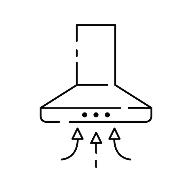 Вектор иллюстрации кухонного капота на белом фоне Значок линии бытовой техники